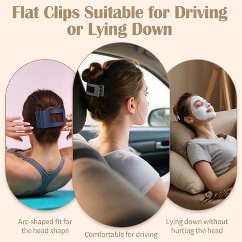 8 Pcs Large Flat Hair Clips for Women, Non-slip Big Square Matte Hair Claw Clips - color: Flat Square