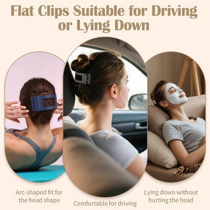 8 Pcs Large Flat Hair Clips for Women, Non-slip Big Square Matte Hair Claw Clips - color: Flat Square