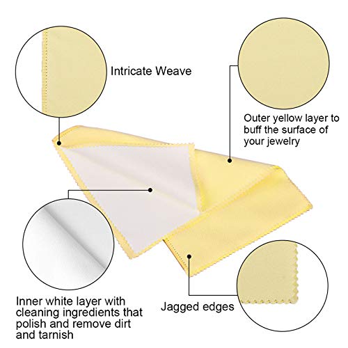 SEVENWELL Silver Polishing Cloth, Jewelry Cleaner Cloth for Sterling Silver Jewelry, Gold, Platinum, Silverware, Diamonds, Gemstones, Coins (Yellow) - color: Yellow
