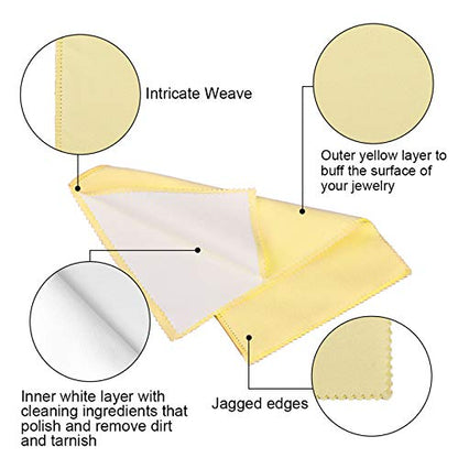 SEVENWELL Silver Polishing Cloth, Jewelry Cleaner Cloth for Sterling Silver Jewelry, Gold, Platinum, Silverware, Diamonds, Gemstones, Coins (Yellow) - color: Yellow