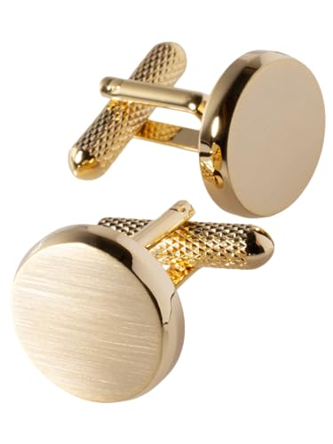 [TAVARAT] Cufflinks for Men cuff links mens classic round shape Black Silver Light Gold Tps-177 - style: light gold (Tps-177)