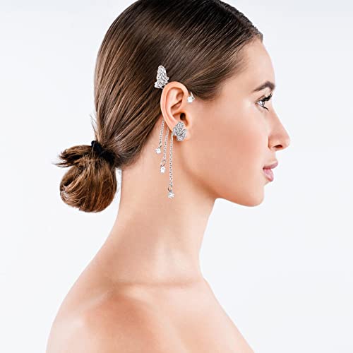 Shining Butterfly Ear Cuffs Zircon Butterfly Earrings for Women Ear Cuffs for Women Non Piercing Ear Wrap Around Earrings - color: F