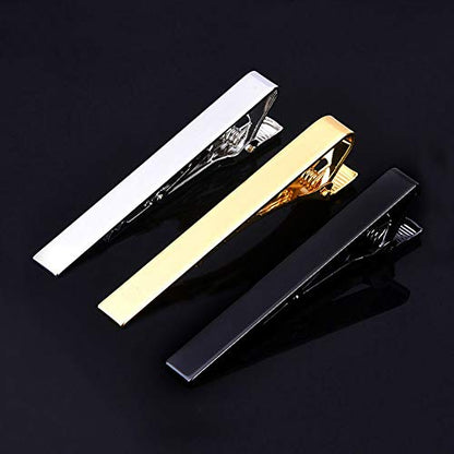 Tie Clips for men Tie Bar Clip Set for Regular Ties Necktie Wedding Business Tie Pin Clips - color: 5 Colors