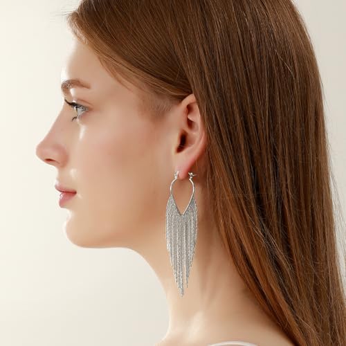 Ritach Dangle Earrings for Women 14k Gold Formal Fringe Long Dangle Tassel Earrings Chandelier Jewelry for Party Prom - style: Long-S