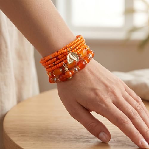 Boho Wooden Beads Bracelets Bohemian Bracelet Stack for Men Women Wood Beaded Bracelet Set - color: L
