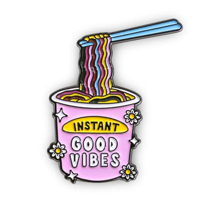 Enamel Pins, Cute Pins for Backpacks, Hat Pins, Novelty Brooch Pins, Backpack Pins, Lapel Pins for Men, Women, Girls, Boys. For Lanyard, Bags, Hats, Caps, Clothing - color: Instant Vibes Ramen