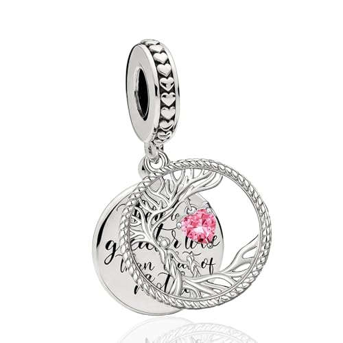 Tree of Life Dangle Charm Mother's Love Pendant Bead Compatible with Pandora Bracelets & Necklaces Women - color: Pink