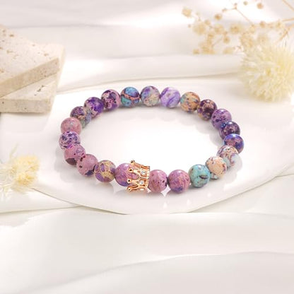 JoycuFF Woman Birthday Gifts Idea Friendship Gifts For Women Best Friends Besties Aunt Female Mom Daughter Granddaughter Gf Anniversary Christmas Graduation Healing Stone Crown Gifts For Her - style: 1.Sister Gift-Colorful Imperial Jasper
