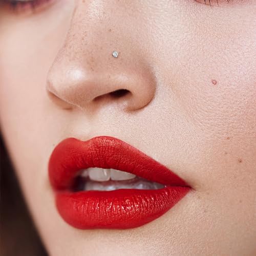 20G Nose Rings for Women, L Shaped Nostril Piercing Studs | 316L Stainless Steel, 0.8 mm×7 mm, 2 mm CZ or 3-4 mm Heart, Star, Moon and Cross, Gold-Tone or Silver-tone, Daily Wear - style: Style B