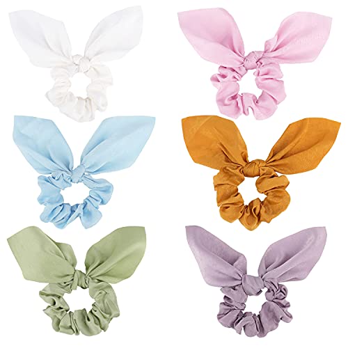 Jaciya Hair Ties: Silk Bunny Ears and Tail Scrunchies for Girls and Women Hair Accessories (Pink/Blue/Green/Yellow/Purple/White) - color: Pink/Blue/Green/Yellow/Purple/White
