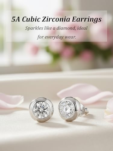 0.6-4 Carat 5A Cubic Zirconia/Simulated Emerald Sparkle Stud Earrings for Women, Hypoallergenic 925 Sterling Silver Posts, Anniversary Birthday Valentines Mothers Day Jewelry Gift - color: White Gold, size: 2.00 Carat (1.00ct * 2)