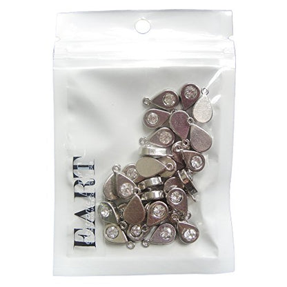 RUBYCA 60PCS Charm Pendant Crystal Drop Tibetan Metal Beads Silver Color Jewelry Making Bracelet - color: Drop Crystal, size: 60 PCS