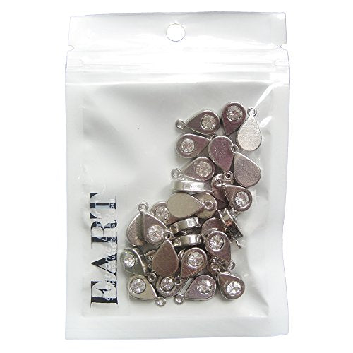 RUBYCA 30PCS Charm Pendant Crystal Drop Tibetan Metal Beads Silver Color Jewelry Making Bracelet DIY - color: Drop Crystal, size: 30 PCS