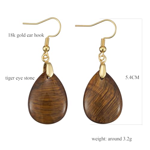 Boho Multiple Style Natural Stone Earrings for Women Unique Healing Gemstone Energy Hypoallergenic Lightweight Dangle Drop Earrings Multiple Styles Earrings Jewelry for Birthday Party Gift - style: Tiger Eyes