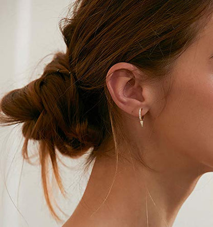 LOYATA Gold Huggie Hoop Earrings 14K Gold Plated Dainty Small Simple Hypoallergenic Jewelry Gift for Women - style: One Spike
