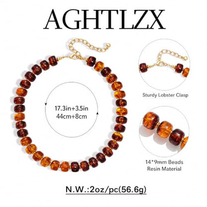 Chunky Beaded Necklace for Women, Colorful Trendy Statement Summer Jewelry Gift - color: necklace-24