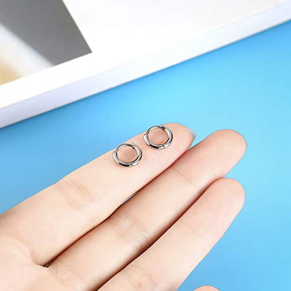 316L Surgical Stainless Steel Huggie Hoop Earrings 6mm 8mm 10mm 11mm 12mm 14mm Hypoallergenic Earrings Hoop Cartilage Helix Lobes Hinged Sleeper Earrings For Men Women - style: A09:6mm Silver(THK 1.5mm)