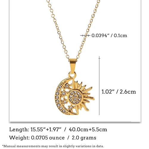 Unisex Celestial Gold Pendant Necklaces, Sun/Moon/Star/Angle Celestial Elements Unisex Choker Gold Lover Chains for Men and Women Jewelry - color: Gold Chain - Sun & Moon & Star