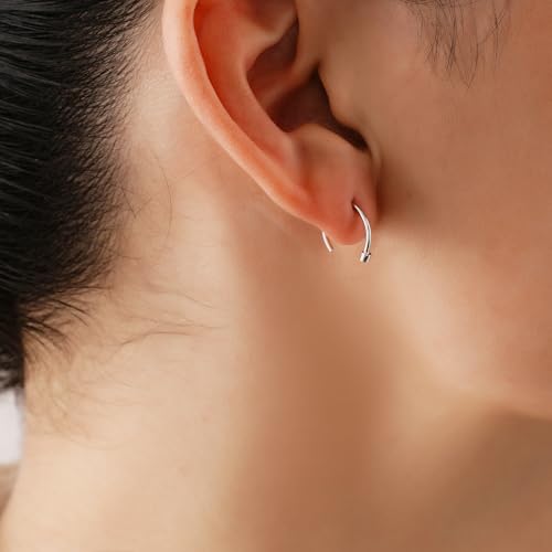 CHIC & ARTSY Half Hoop Earrings 925 Sterling Silver Huggie Earrings for Women Hypoallergenic Sterling Silver Small Huggie Hoop Earrings for Women - color: #1 half hoop