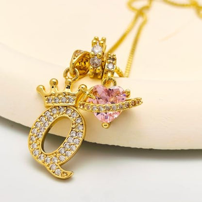 18K Gold & Silver Plated Initial Necklaces for Women - color: Q-Gold