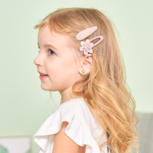 YHXX YLEN 20PCS Toddler Hair Clips Floral Flower Baby Girl Hair Clips, Non Slip Snap Hair Clips Barrettes, Cute Spring Summer Hair Accessories for Baby Girls Kids - color: 20pcs-Pink daisy