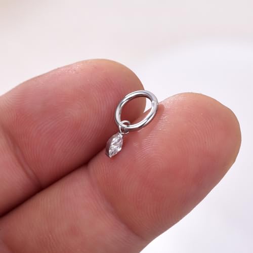Ourania 16G Gold Stainless Steel Zircon Dangle Huggie Hoop Rook Piercing Helix Hoop Earring Tragus Hoop Cartilage Piercing for Women - color: Eyes Silver 2PCS, size: 1.2*6mm 2pcs
