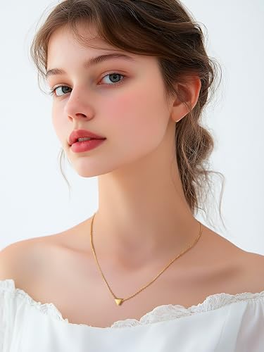 PROSILVER 925 Sterling Silver Necklace for Women Dainty Pendant Necklace | Hypoallergenic 925 Sterling Silver, Cute Small Pendant, Star/Heart/Moon/Triangle/Bar/Round Necklace Silver with Gift Box - color: 02 Gold, style: 06 Triangle