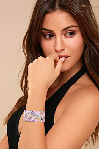 FAERLIIRY Cuff Bracelet for Women Acrylic Resin Bracelets Statement Bangle Bracelet Adjustable Bracelet Wide Chunky Bracelets for Women - color: Floral