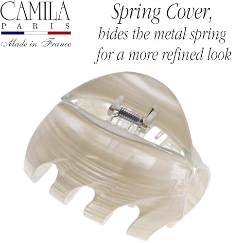 Camila Paris CP3648 French Octopus Hair Clip, 3.25" Large Claw Clips for Thick Hair, Girl Octopus Claw Clip for Women, Strong No-Slip Grip, Wide Jaw Clips for Women, Made in France - color: Beige 3.5"