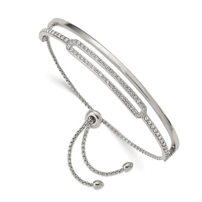 Chisel Crystal Adjustable Bangle Bracelet in Stainless Steel