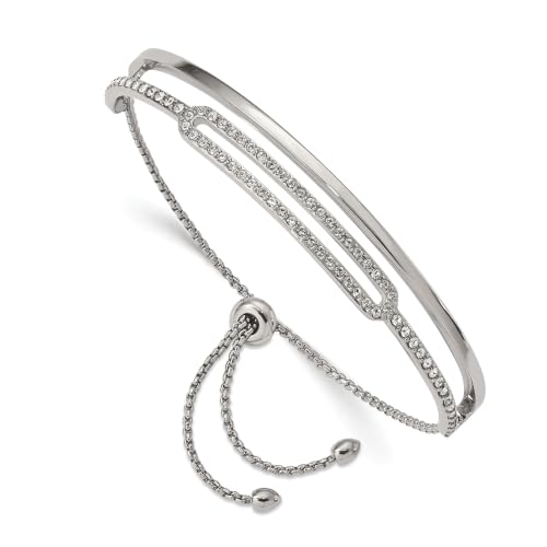 Chisel Crystal Adjustable Bangle Bracelet in Stainless Steel