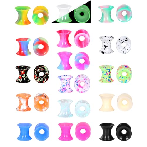 Xpircn 30Pcs Silicone Ear Gauges Flexible Ear Tunnels Plugs Stretchers Expander Double Flared Flesh Ear Piercing Jewelry for Women Men - style: Mixed Color:4G(5mm)