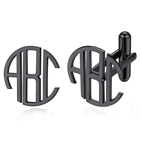 Custom4U Custom Photo Cufflinks for Men Father of the Bride Gifts - color: F-Monogram-Black