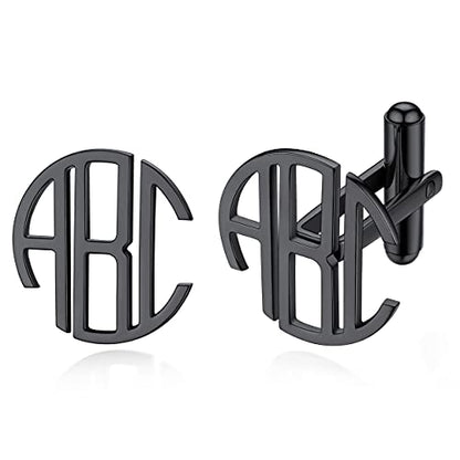 Custom4U Custom Photo Cufflinks for Men Father of the Bride Gifts - color: F-Monogram-Black