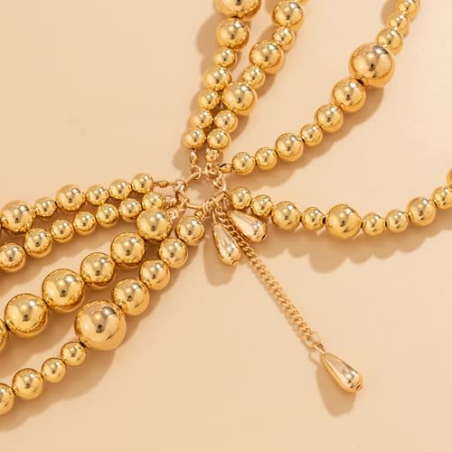 Bikini Multi-Layer Waist Belly Chain Pearl Belly Chain Layered Waist Body Chains Bikini Belly Jewelry Fashion Beach Rave Party Club Body Accessories Jewelry for Women - color: Gold