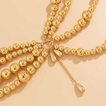 Bikini Multi-Layer Waist Belly Chain Pearl Belly Chain Layered Waist Body Chains Bikini Belly Jewelry Fashion Beach Rave Party Club Body Accessories Jewelry for Women - color: Gold