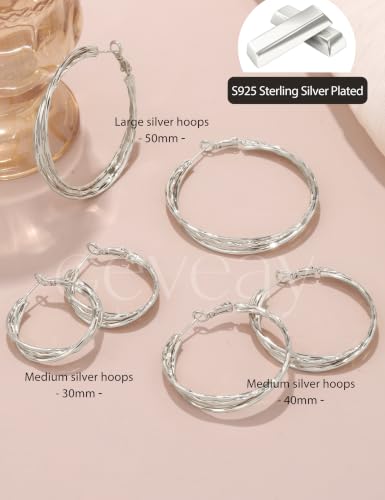Gold Hoop Earrings for Women Hypoallergenic Lightweight Twisted Hoops Earrings Trendy Chunky Large Big Mobius Gold Earrings 30/40/50MM - color: 50MM Sillver