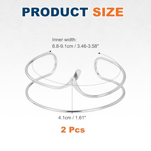 MECCANIXITY 2Pcs Arm Cuff Bracelet for Women, Two-Wire Upper Arm Cuffs Open Adjustable Minimalist Cuff Bangle Bracelet Set Stackable Armband - color: Silver