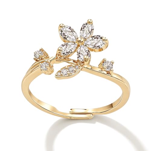 Fall Gold Plated Knuckle Ring Trendy Zircon Crystal Jewelry with Maple Leaf Design Vintage Stackable Joint Finger Ornament Simple Cute Open Twist Ring for Women Daily Wear - color: Gold