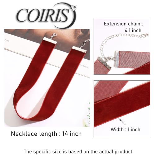 Velvet Choker Necklace for Women Goth Halloween Y2K Ribbon Collar Set - color: 2.54cm-12pcs-wine red