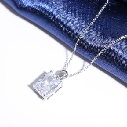 Cubic Zirconia Solitaire Necklace Stainless Steel, Rectangle Color Change Synthetic Alexandrite/Solitaire Necklace Pendant Women - color: Rectangle-Princess cut CZ-S