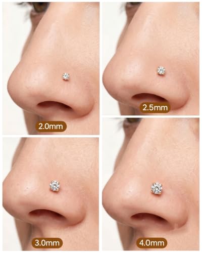 8Pcs 20G Gold/Silver 316L Surgical Stainless Steel L Shaped Corkscrew Nose Studs earrings, Hypoallergenic Nickel Free Tiny Clear Cubic Zirconia Nose Piercing Jewelry 2mm‑4mm,cartilage piercings, Minimalist Dainty Body Piercing Accessories for Sensitive Sk