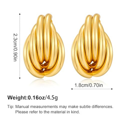 Gold Geometric Drop Dangle Earrings for Women Chunky Trendy Knot Stud Small Twisted Link Earring Jewelry Gift - color: Gold-Knot-E