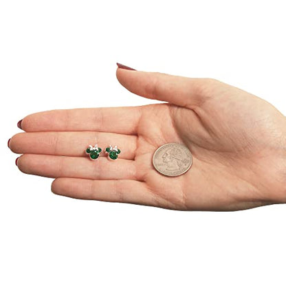 Minnie Mouse Birthstone Stud Earrings Women | Birthstone Earrings for Women - color: May-Emerald Crystal