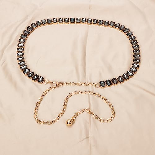 ILuvatar Green Glass Diamond Chain Belt - Metal Women's Western Style Dress Belt - color: Rs-bk