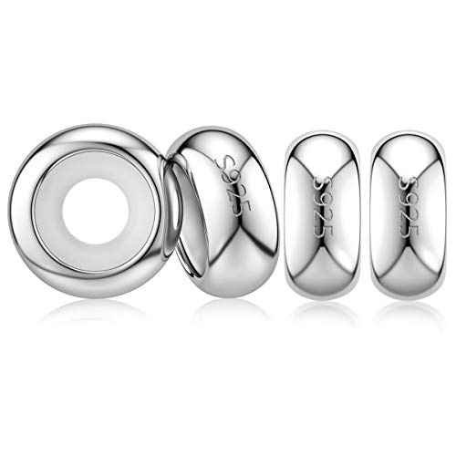 DALARAN Stopper Beads for Bracelets 925 Sterling Silver Clip Spacer Charm Bracelet Stoppers - style: 4Pcs Sliver Charm Stoppers