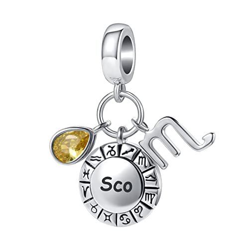 Teardrop Birthstone Birthday Constellation Charm for Women Pandora Bracelets Horoscope Zodiac Sign Anniversary Dangle Bead for Mom Sister Grandma - style: Scorpio(10.24-11.22)