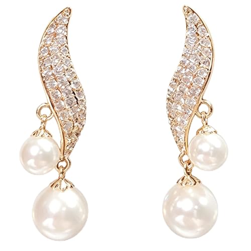 Elegant Faux Pearl Drop Earrings, Rhinestone Pearl Earrings for Women Daily Wear, Suitable For Any Occasions