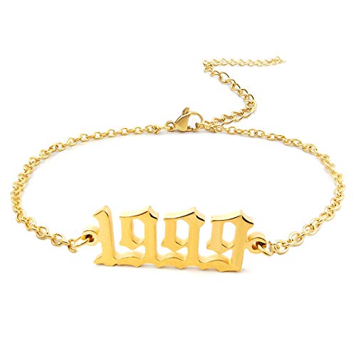 CSIYANJRY99 Birth Year Ankle Bracelets for Women14K Gold Plated Birth Year Number Anklets Adjustable Chain Beach Foot Ankle Bracelets for Women Birthday - style: 1999