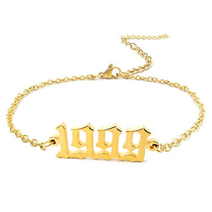 CSIYANJRY99 Birth Year Ankle Bracelets for Women14K Gold Plated Birth Year Number Anklets Adjustable Chain Beach Foot Ankle Bracelets for Women Birthday - style: 1999